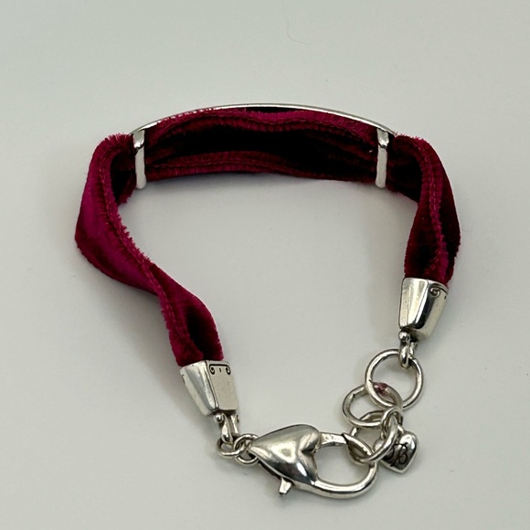 Brighton Believe in Miracles Bracelet Purplish Red Velvet Band Silver Plated - Picture 4 of 11